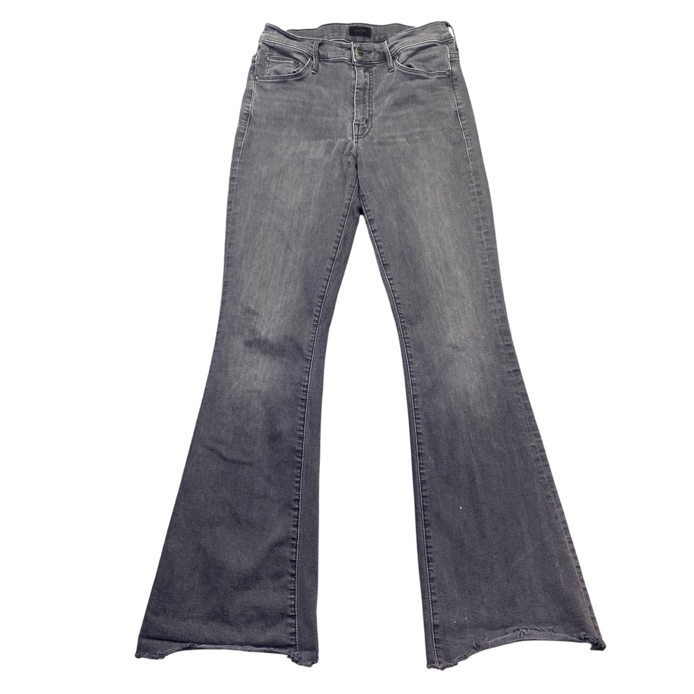 Mother The Weekender Fray Jeans Grey High Rise Flare Size 27 Lighting Up Lantern